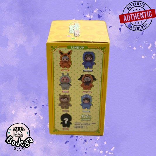 Naruto Labubu blind box collectible figure set showing character lineup including Kurama nine-tails costume and hidden mystery figure