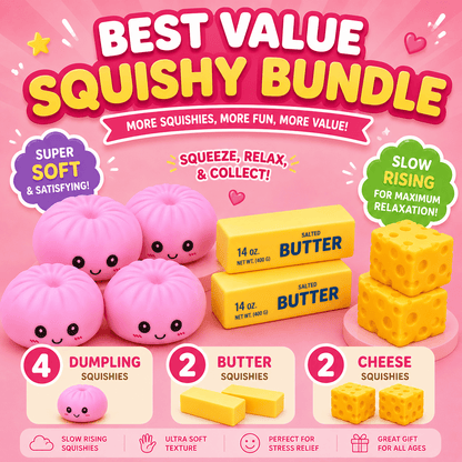 Best Value Squishy Bundle | 4 Dumpling, 2 Butter & 2 Cheese Squishies - Bodega