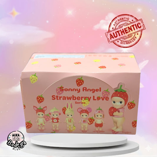 Sonny Angel Strawberry Love Series mini figure collection box with character lineup display window