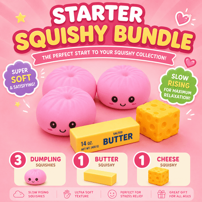 Starter Squishy Bundle | 3 Dumpling, Butter & Cheese Squishies - Bodega